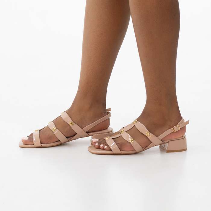 multi strap sandal with trim 7.5 cm heel