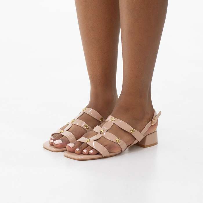 multi strap sandal with trim 7.5 cm heel