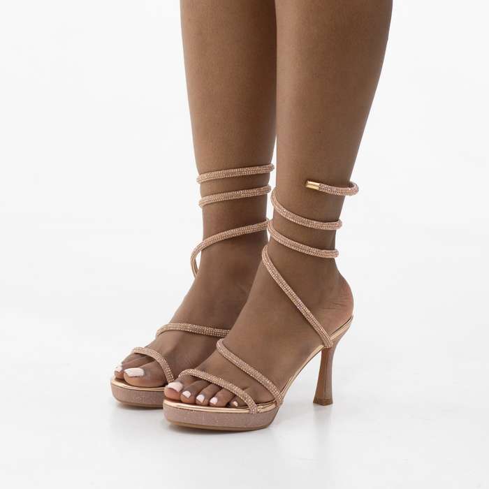 Glitz high 9 cm heel spiral diamante sandal