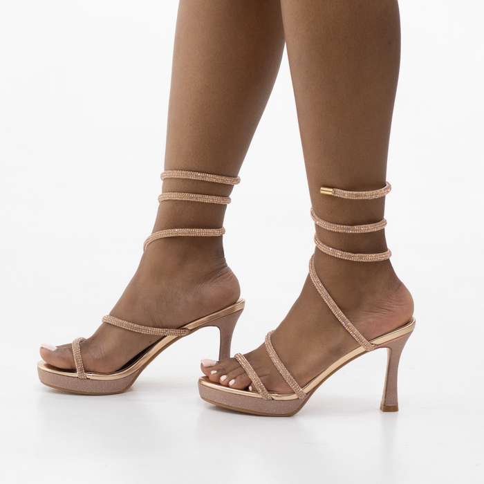 Glitz high 9 cm heel spiral diamante sandal