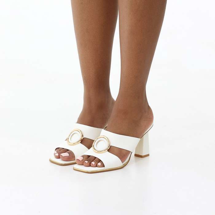Ekko block 8 cm heel slide with trim