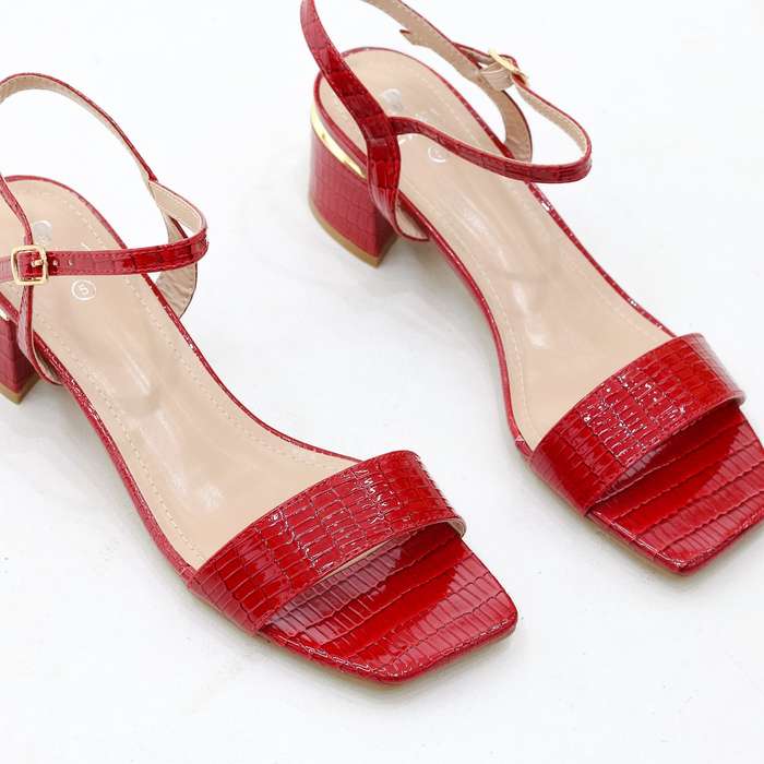 Brisa block 4.5cm  heel one band sandal croco material