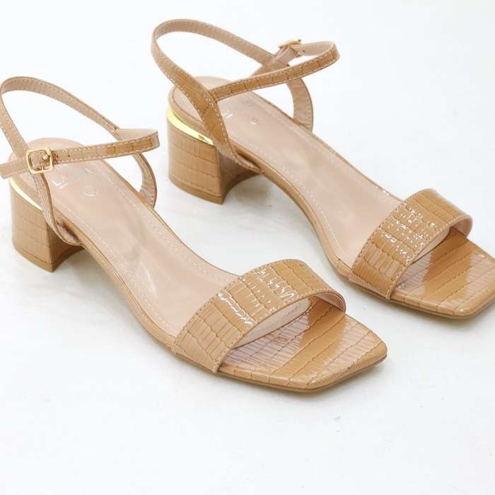 Brisa block 4.5cm  heel one band sandal croco material