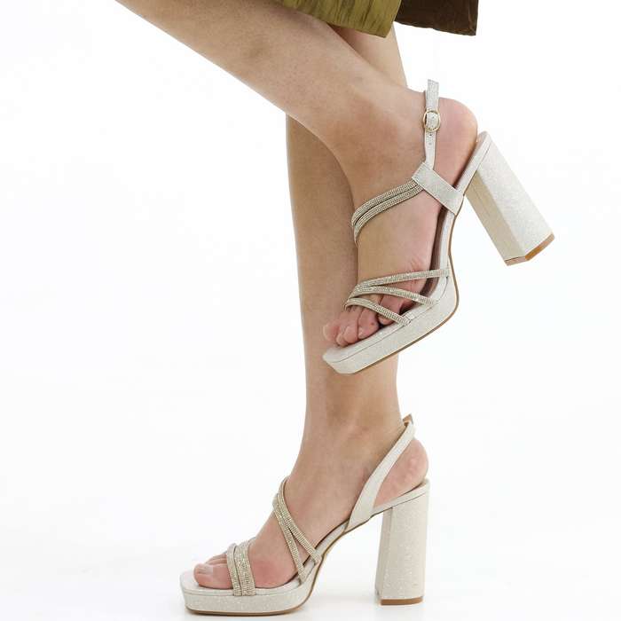 Ambria block 10 cm heel platform strippy sandal