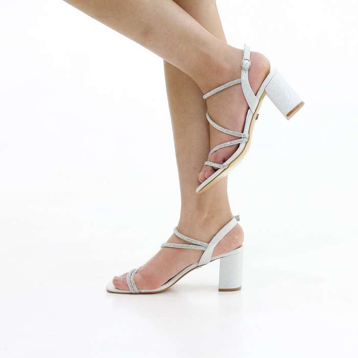 Tempo block 6.5 cm heel strappy diamante sandal