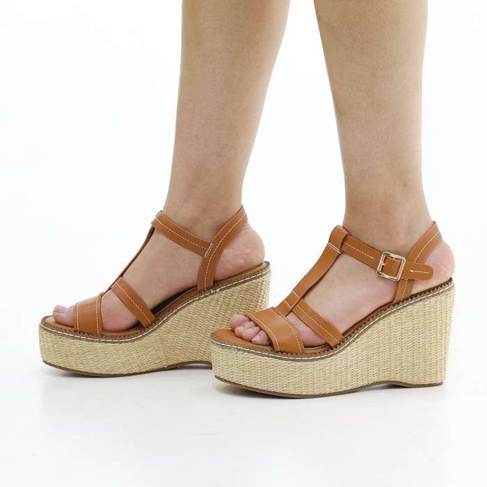 Begona wedge sandals with ankle strap woven sole