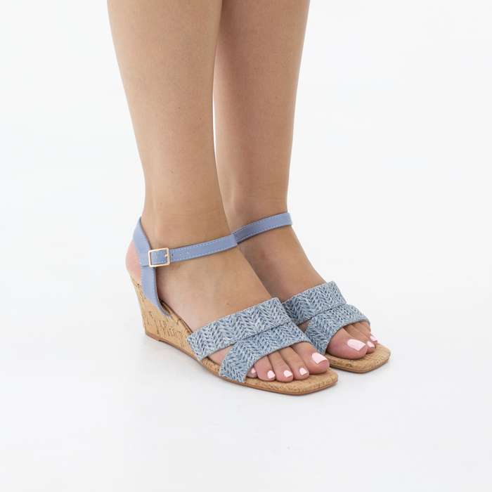 Vinetta sqr toe double band 6cm wedge heel sandal