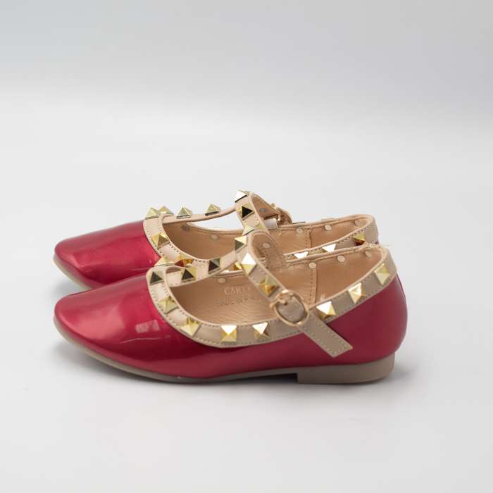 Caria inf girls dress pump with studded detail red