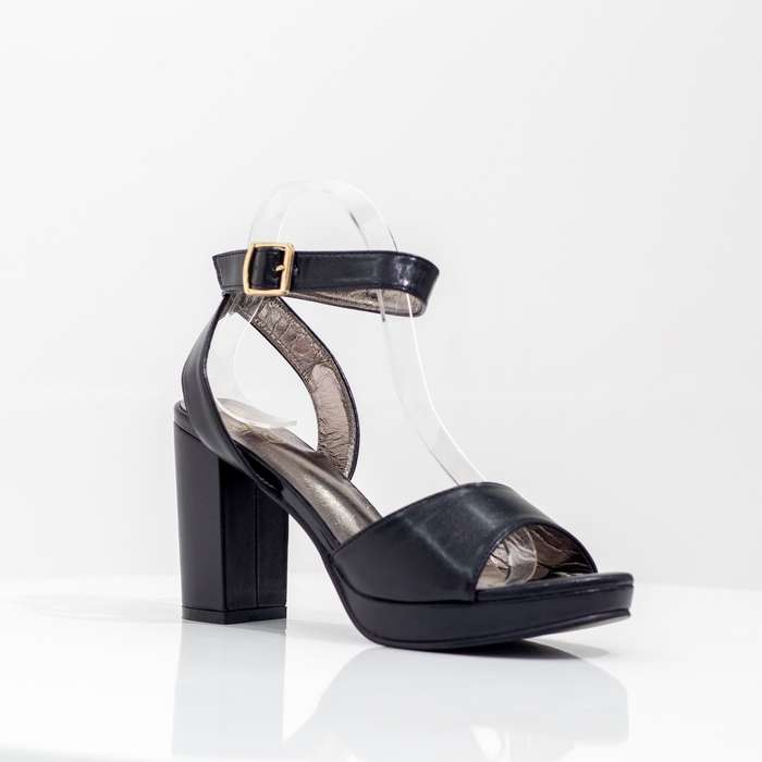 Cherish one band sandal on 9cm platform heel black