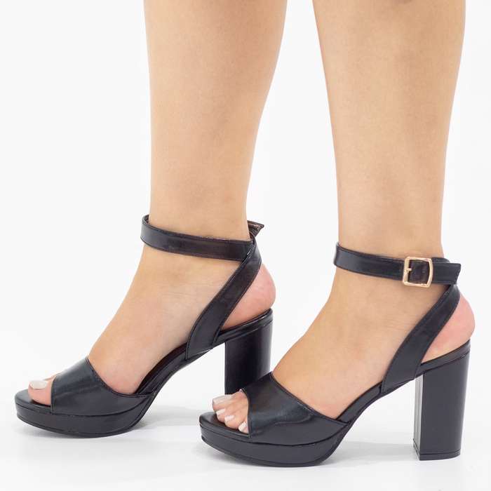 Cherish one band sandal on 9cm platform heel black