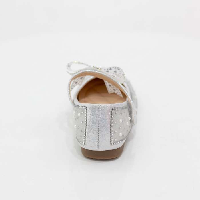 Pabla infant girls diamante pump with bow belt white