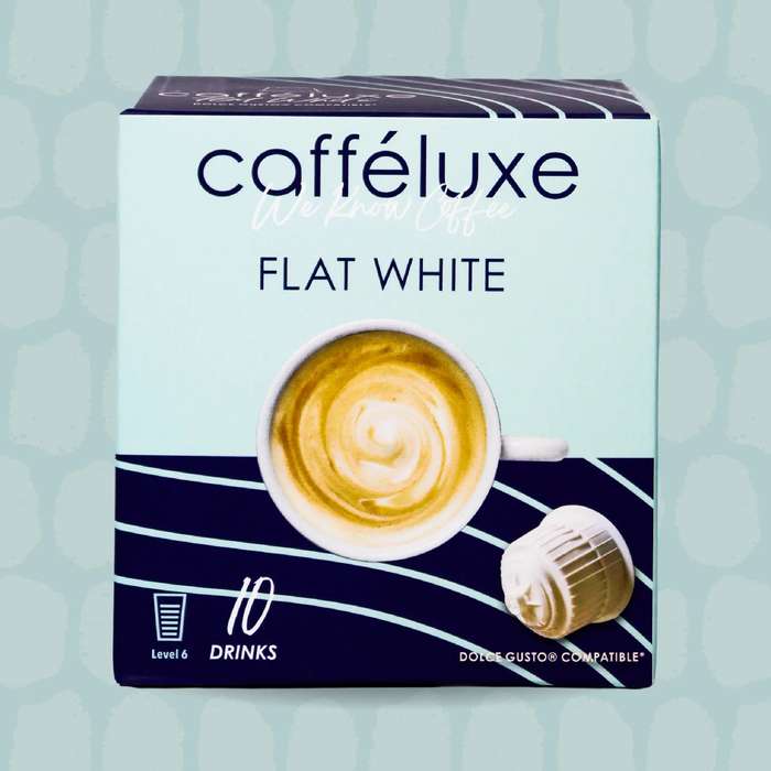 Cafféluxe Flat White Coffee | 10 Capsules | Single Serve | Dolce Gusto® Compatible