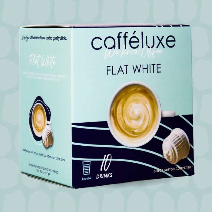 Cafféluxe Flat White Coffee | 10 Capsules | Single Serve | Dolce Gusto® Compatible