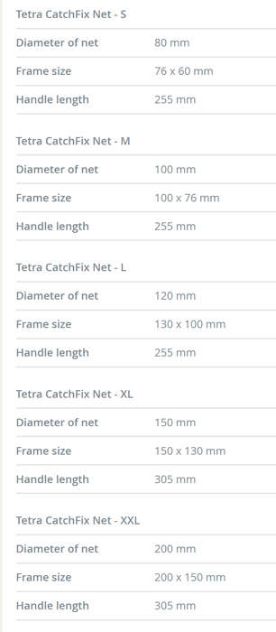 Tetra FN Fish Net (Different sizes)