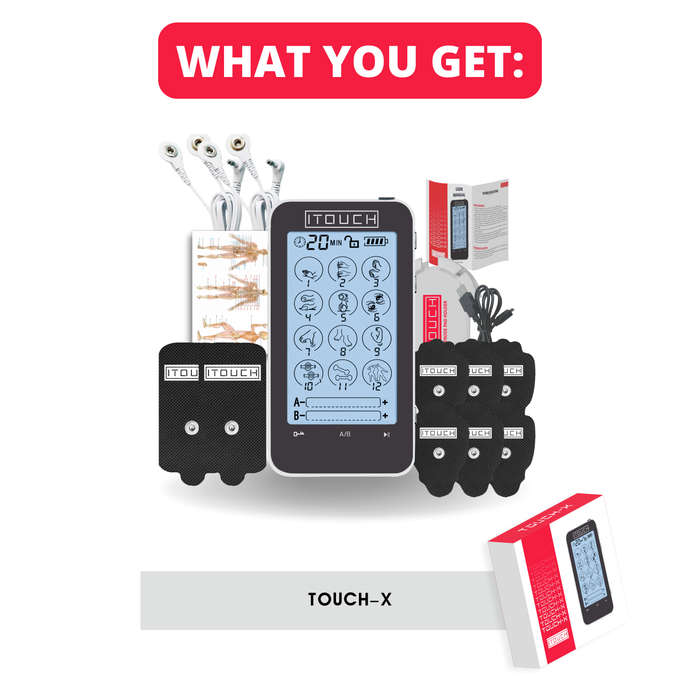 TOUCH-X TENS & EMS - 12 Modes, Dual Channel, Pain Relief Massager