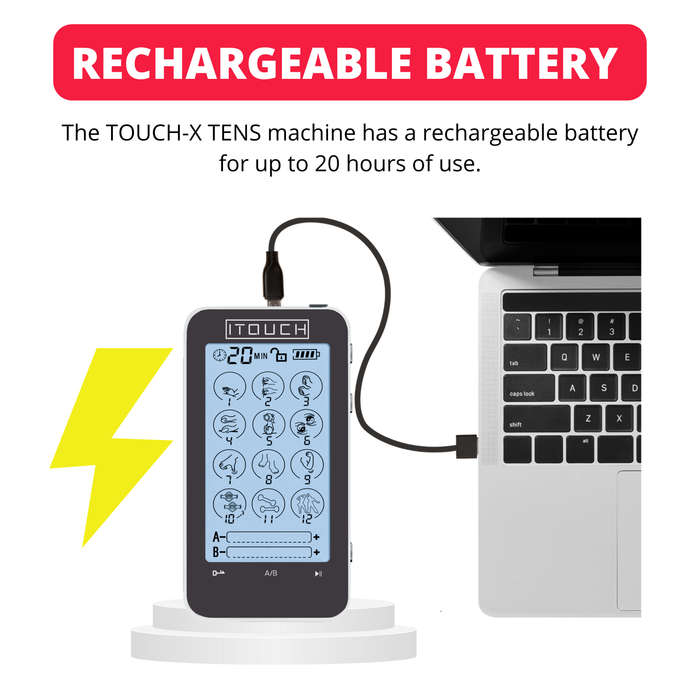 TOUCH-X TENS & EMS - 12 Modes, Dual Channel, Pain Relief Massager