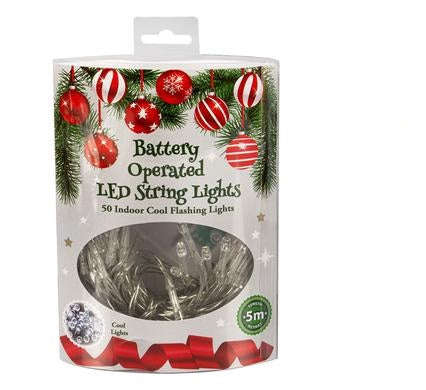 Christmas Battery Operated LED String Lights - Cool Lights, Multicoloured Flashing - 50 Lights - ...