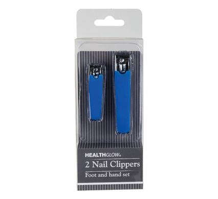 Health Glow Blue Nail Clipper Set for Feet and Hands, 2 Per Pack