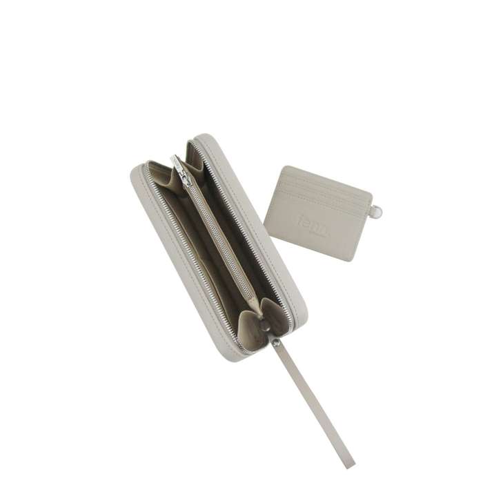 Fenn Wallets Mushroom/ Grey  Silver Zip  Mushroom Strap