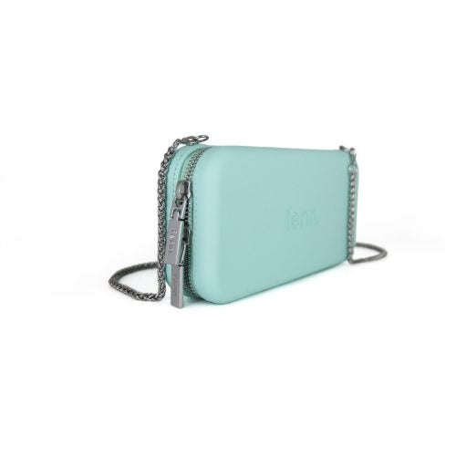 Fenn Wallet  Aqua  Silver Zip  Silver Chain