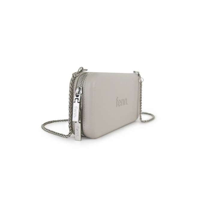 Fenn Wallets  Mushroom/ Grey  Silver Zip  Silver Chain