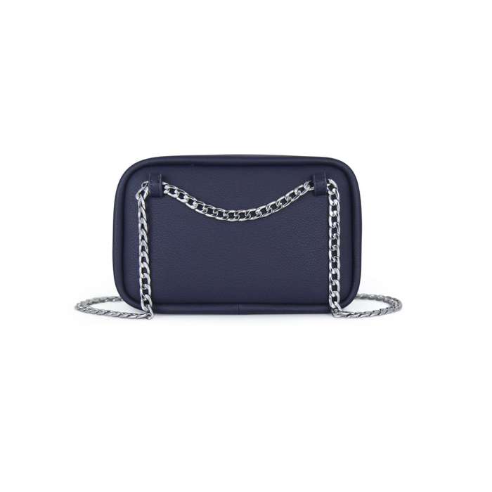 Fenn Pouch  Navy  Silver Chain