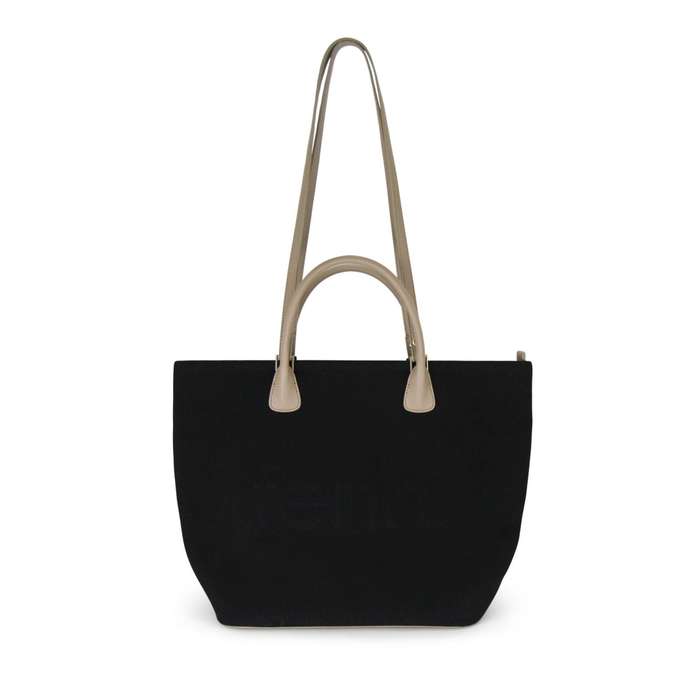 Fenn Canvas  Black  Gold Zip  Taupe Handle