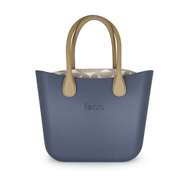 Fenn Original Collection  Denim  Pattern Inner  Gold Zip  Light Tan Round Handle