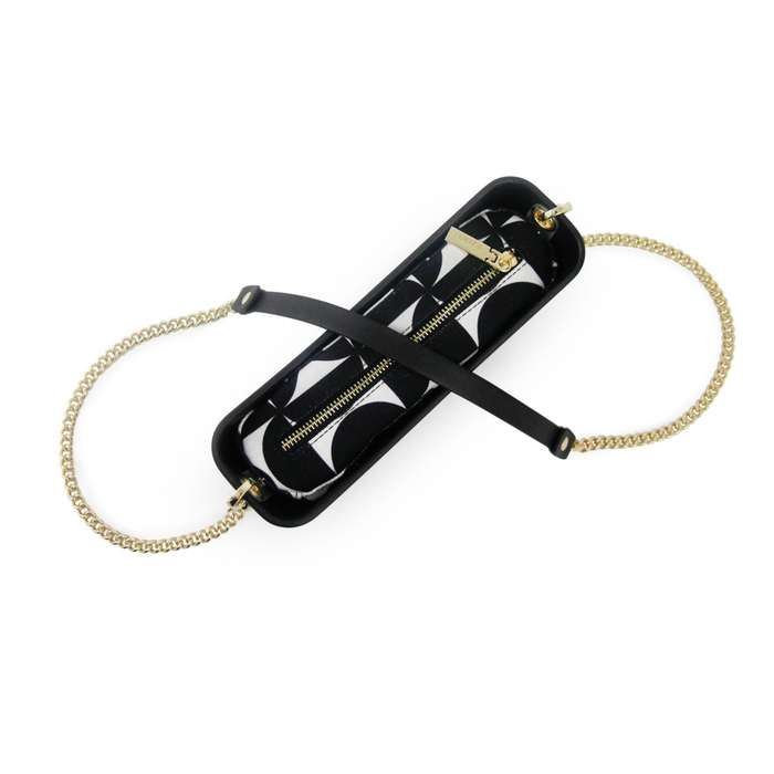 Fenn Classic Collection  Black  Pattern Inner  Gold Zip  Black/ Gold Chain