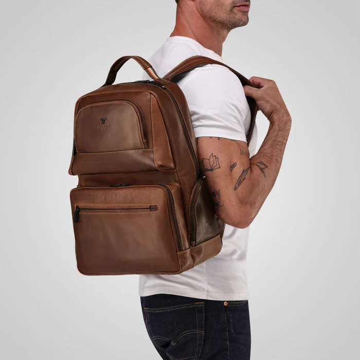 Brando James X Pocket Backpack Brown