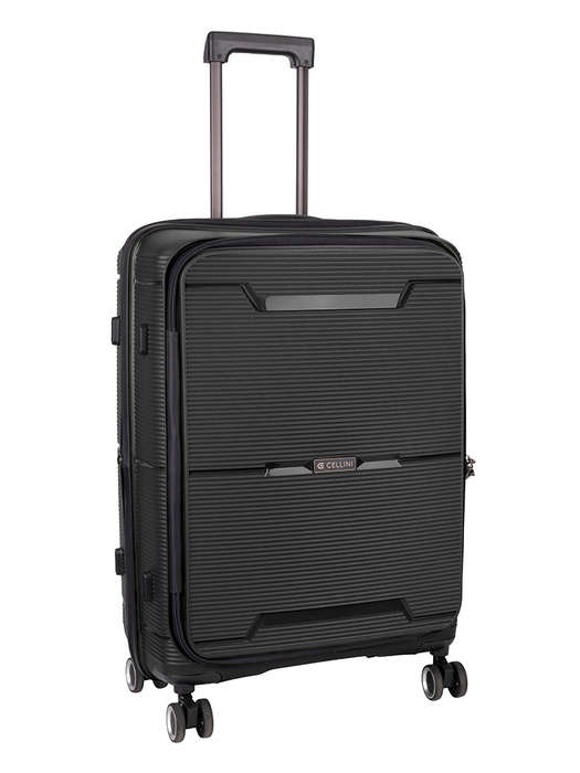 Cellini Ipak Medium 4 Wheel Trolley Case Black