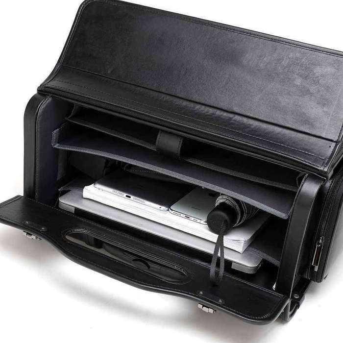 Tosca Leather Laptop Pilot Case With Wheels 622-75