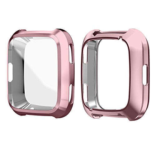 Corki Fitbit Versa Screen Protector, Slim All-around Case Cover for Fitbit Versa Smartwatch, Rose...