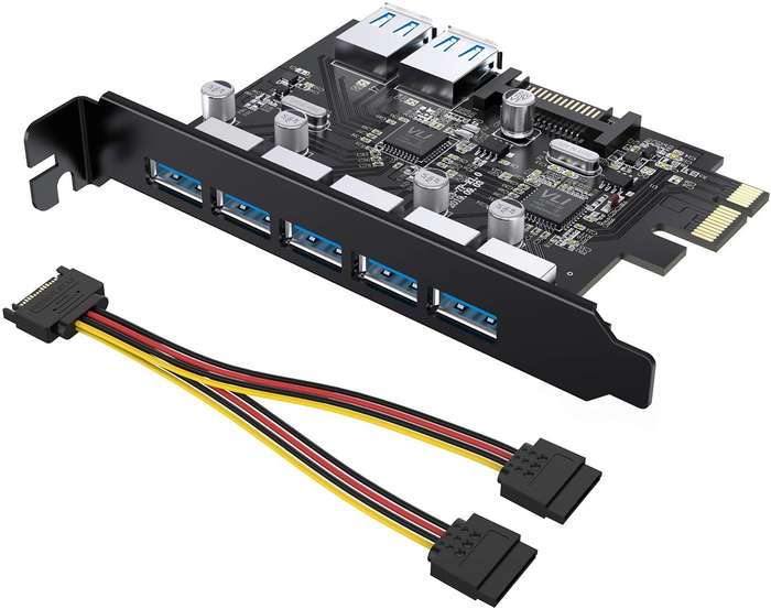 Superspeed 7 Ports PCI-E to USB 3.0 Expansion Card with 15-Pin SATA Power Connector - PCI Exp