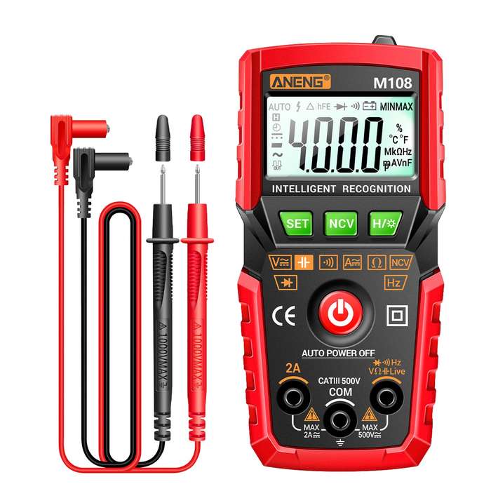 ANENG M108 Smart Digital Multimeter Auto Range 4000 Counts NCV Universal Meter Handheld Multi