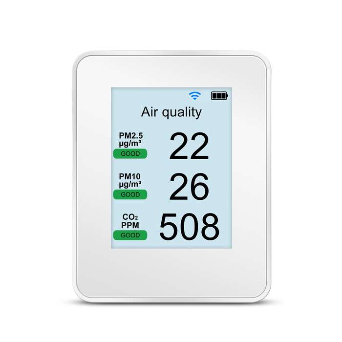 Smart Air Quality Monitor Wifi CO2 PM2.5 PM1.0 PM10 Tester APP Remote Monitoring 0.3um/ 0.5m