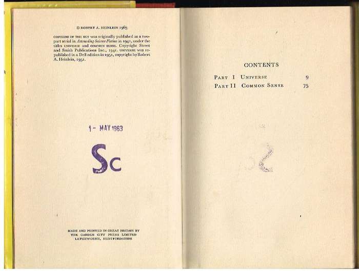 Orphans of The Sky  (1st edition 1963) - Robert A Heinlein