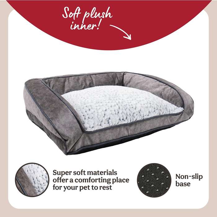 Rosewood Luxury Fleece Lined Plush Dog Bed Sofa