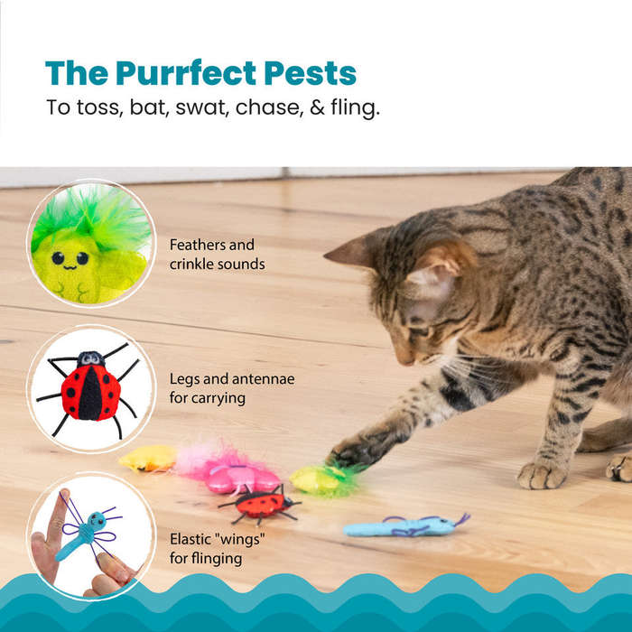 Catstages Cute As A Bug Plush Cat Toys, 6pk