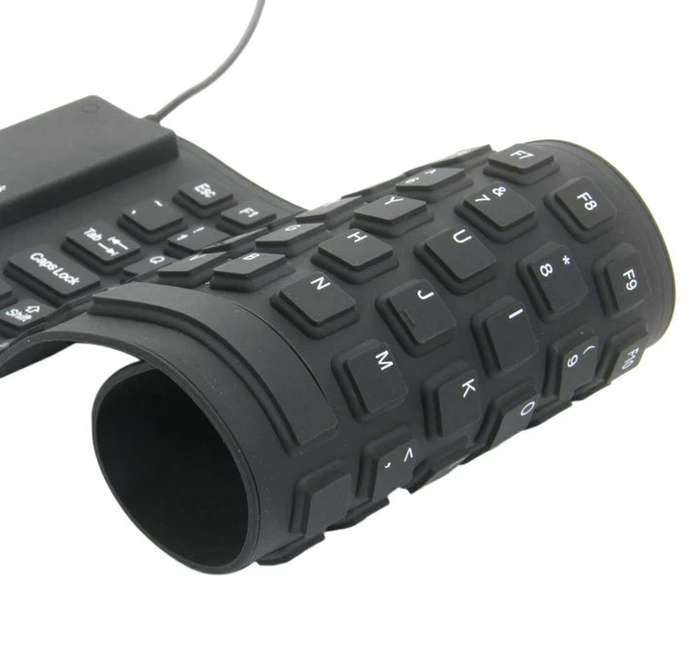 Flexible Keyboard 85Keys USB Keyboard Portable Waterproof Silicone - Black