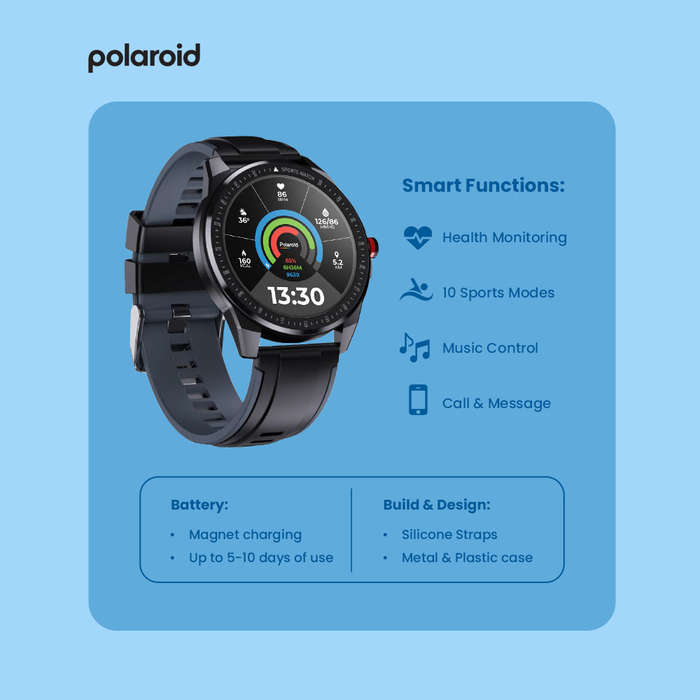 PA88 Polaroid Full Touch Round Smart Watch