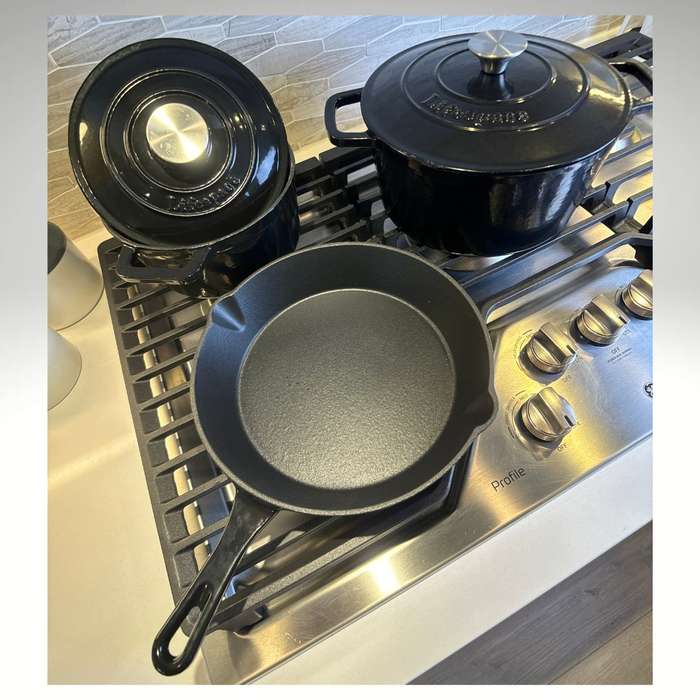 Lifespace 5-pc Black Enamel Cast Iron Pot & Skillet Set