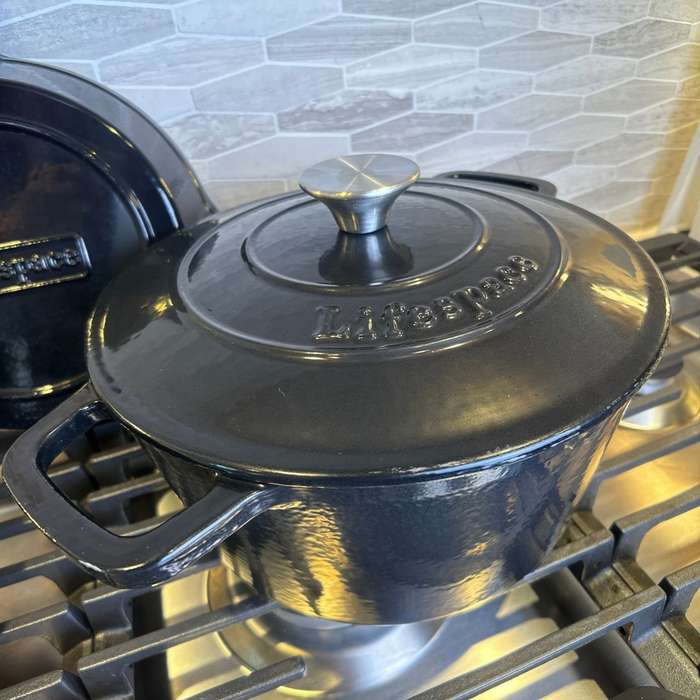 Lifespace 5-pc Black Enamel Cast Iron Pot & Skillet Set