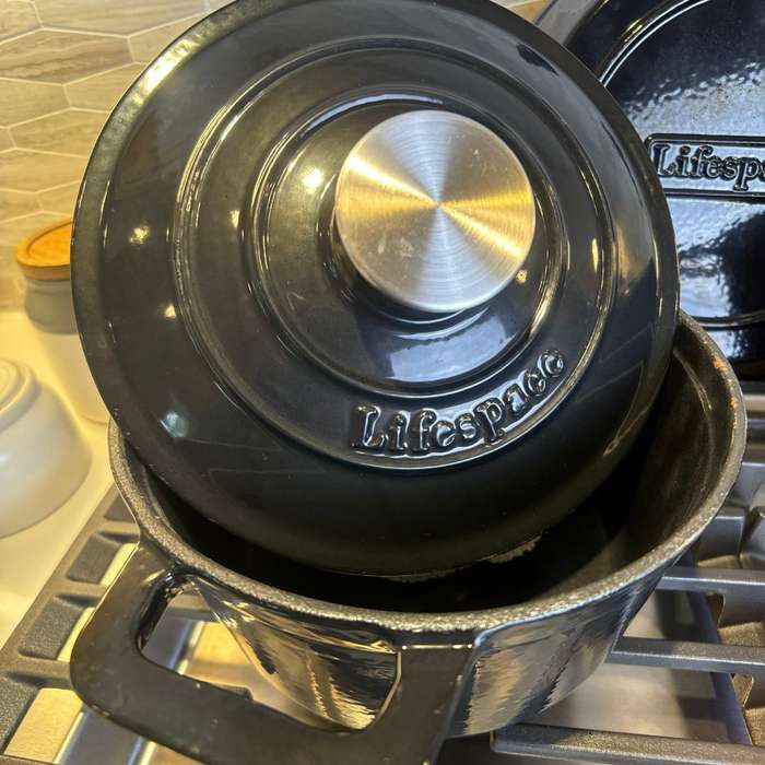 Lifespace 5-pc Black Enamel Cast Iron Pot & Skillet Set