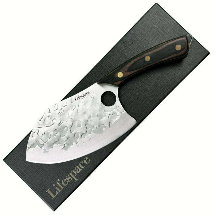 Lifespace 7" Peach Hammered Braai Cleaver with Hole