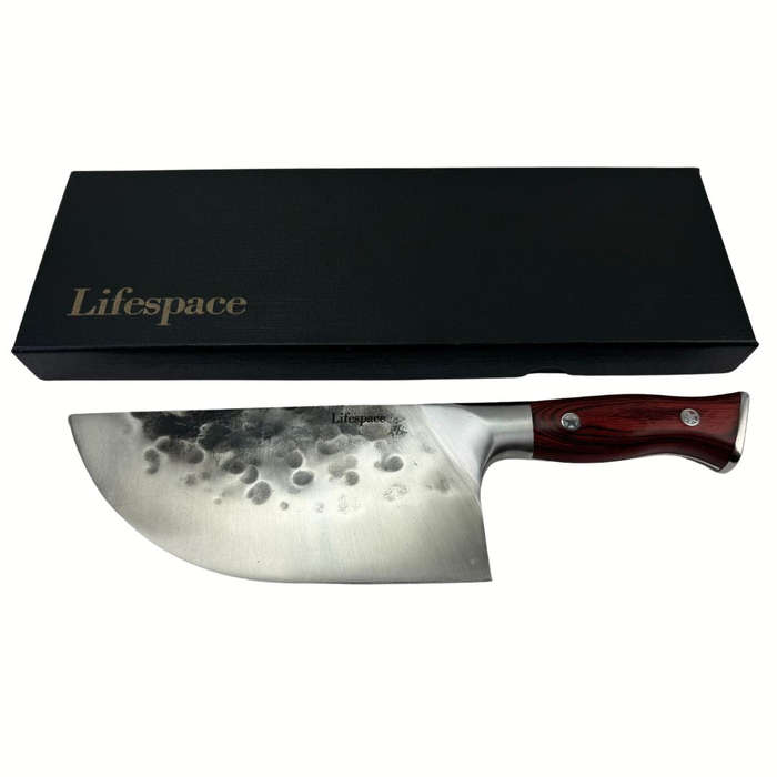 Lifespace 7.6" Curved Blade Meat Cleaver with a Pakkawood Handle