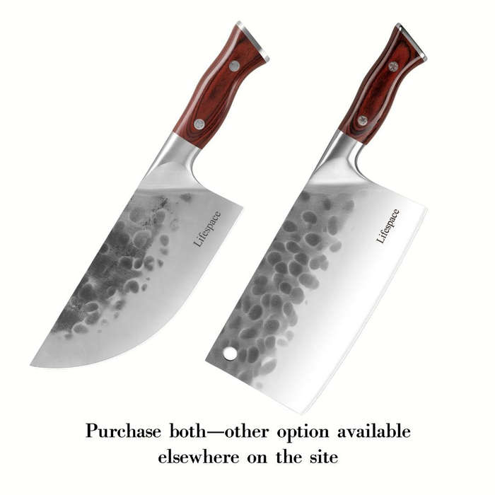 Lifespace 7.6" Curved Blade Meat Cleaver with a Pakkawood Handle