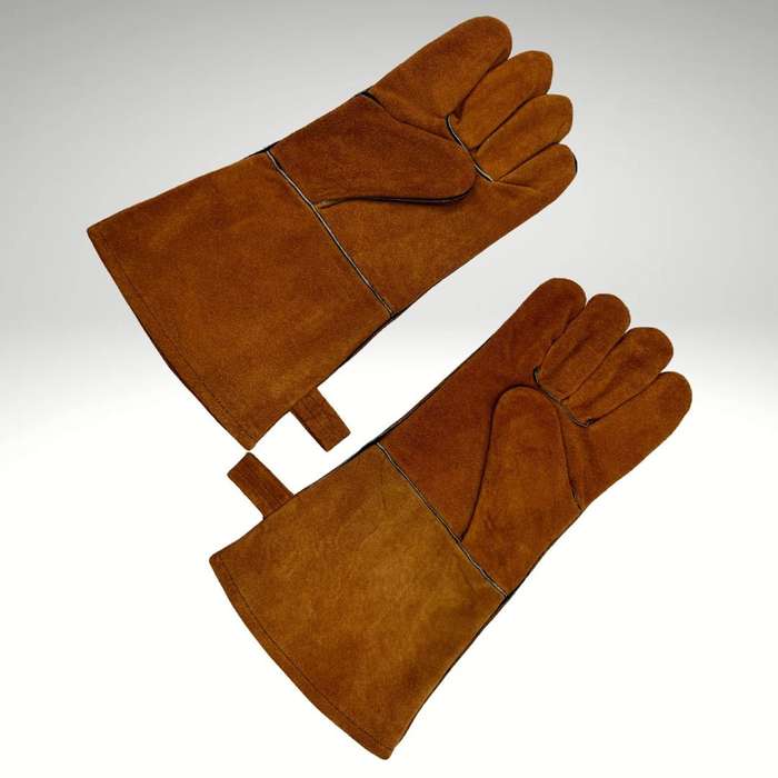 Lifespace Brown Leather Braai Gloves - lined for extra comfort