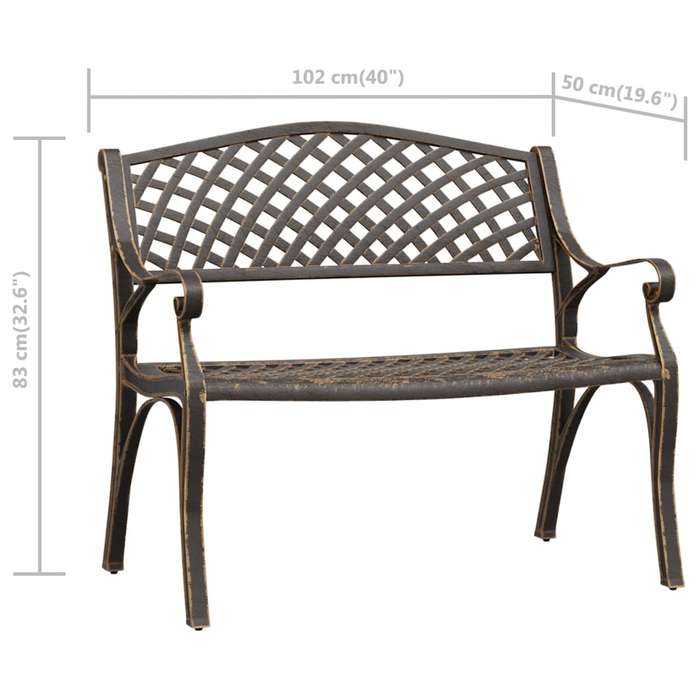 Lifespace Cast Aluminium Patio Garden Bench with Armrests (Bronze)