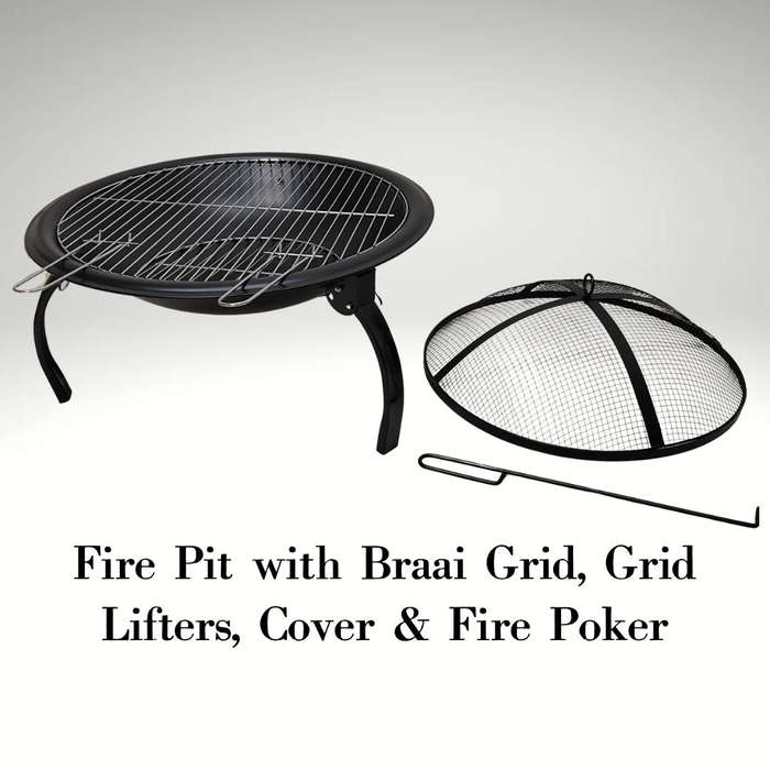 Lifespace Folding Portable Fire Pit Bowl with Braai Grid & Dome